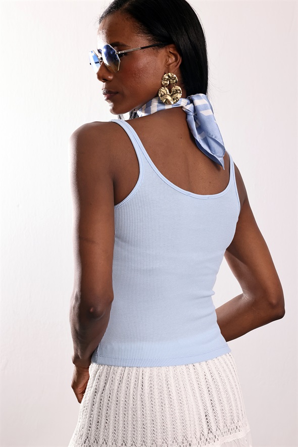 Bebe Mavi U Yaka Fitilli Basic Atlet 