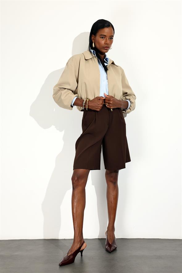 Bej Bomber Ceket 9616