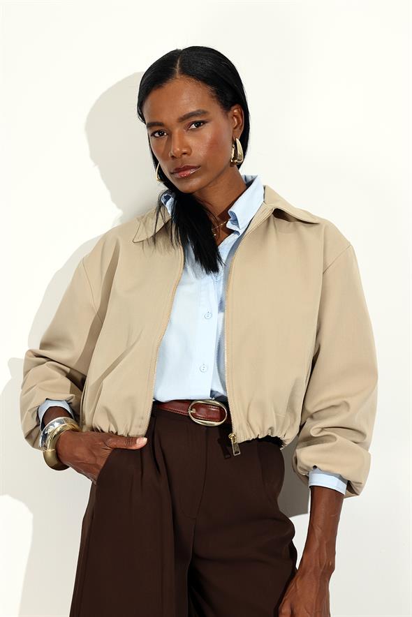 Bej Bomber Ceket 9616