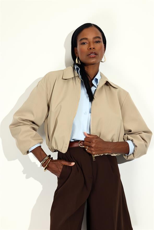 Bej Bomber Ceket 9616