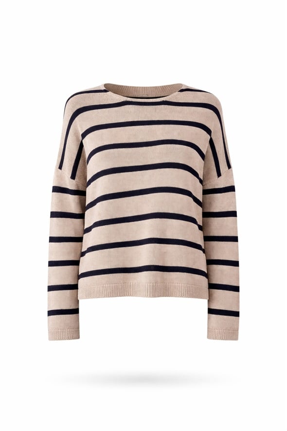 Bej Çizgili Merserize Triko 261043