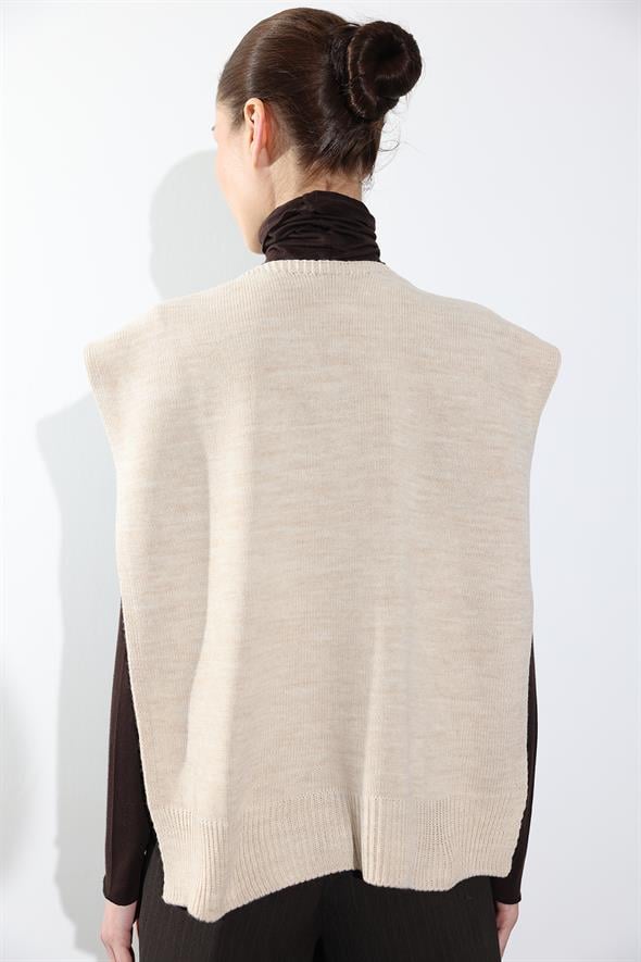 Bej Kare Parçalı Atkı HRK01