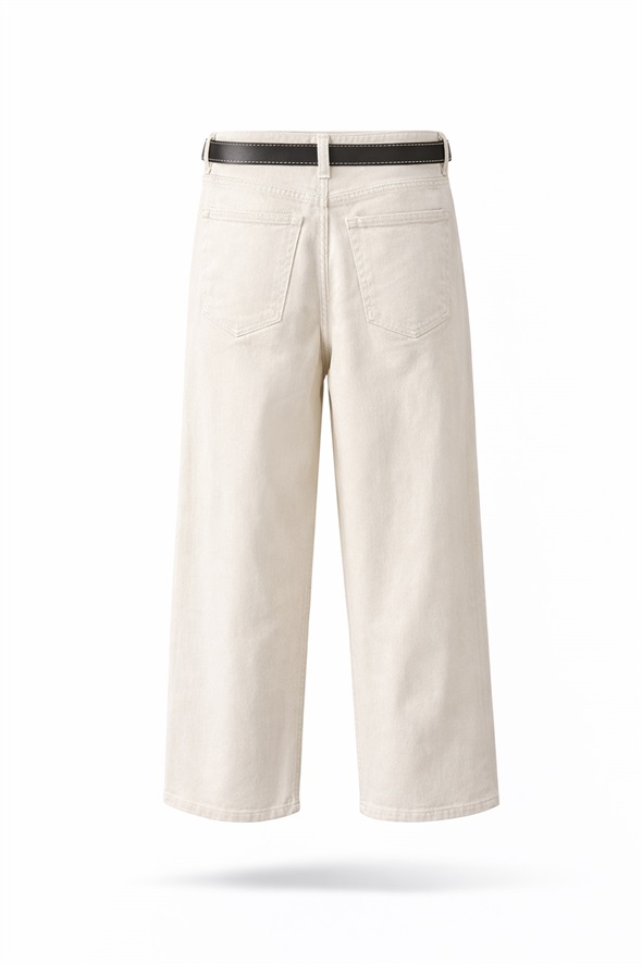 Bej Kemerli Flare Jean 