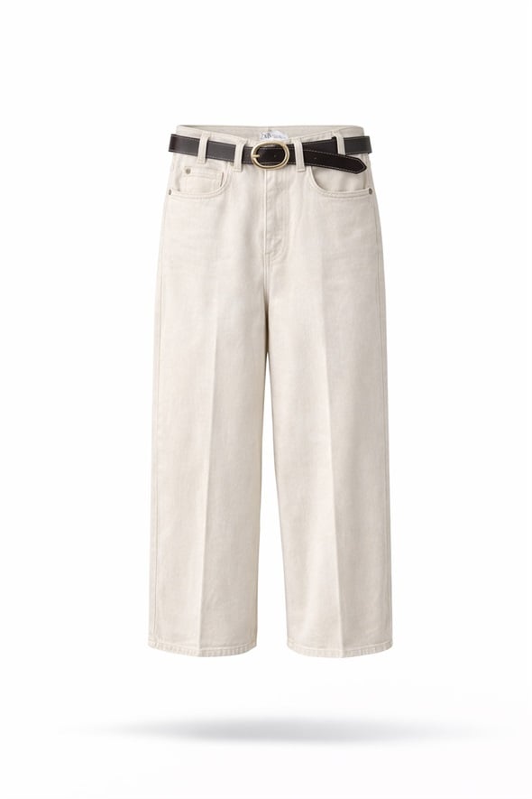 Bej Kemerli Flare Jean 