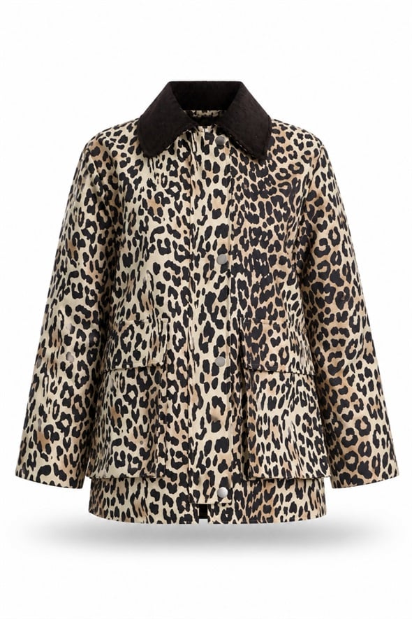Bej Leopar Desenli Ceket 4923