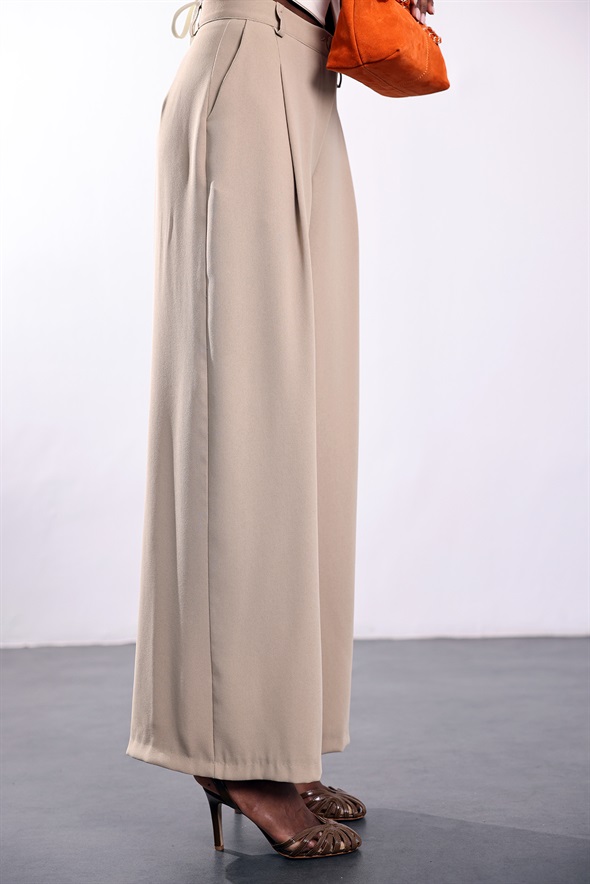 Bej Onyx Krep Pantolon 