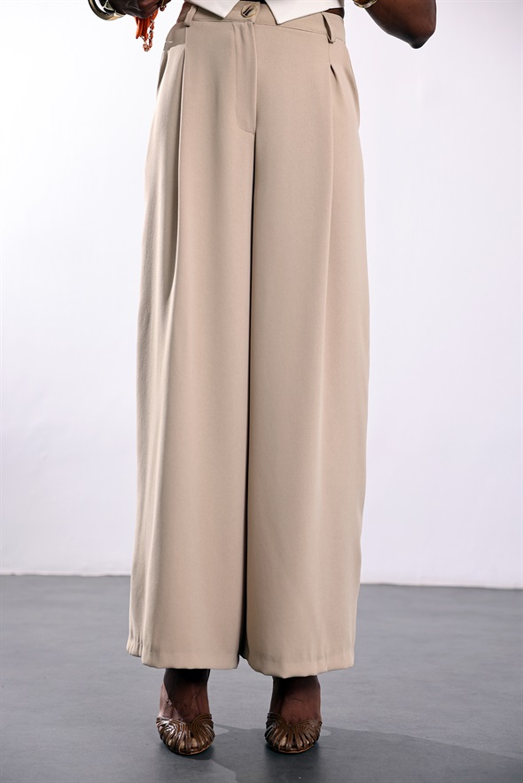 Bej Onyx Krep Pantolon 