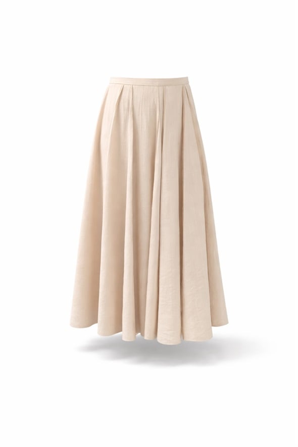 Bej Parçalı Kloş Etek 