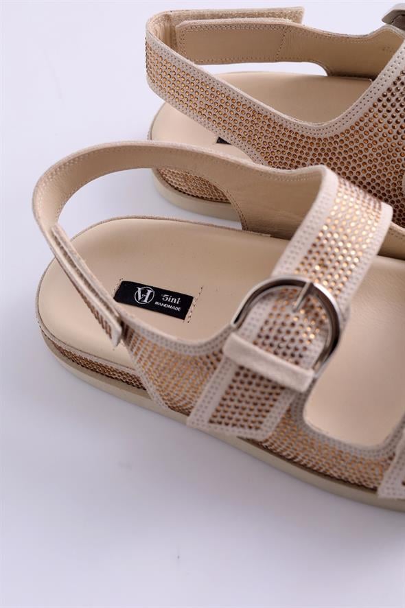 Bej Taşlı Sandalet 24022