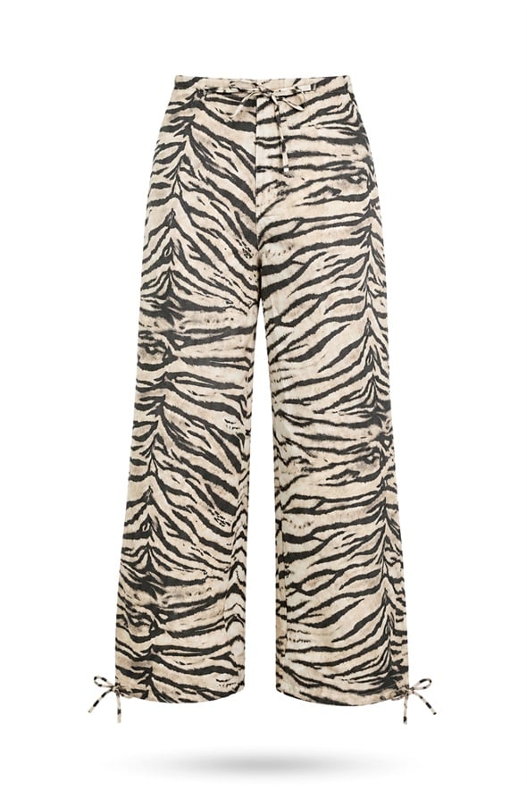 Bej Zebra Desenli Pantolon 19005