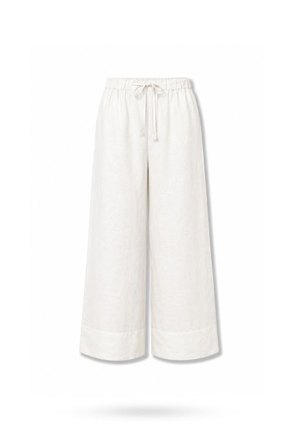 Beyaz %100 Keten Lino Pantolon 