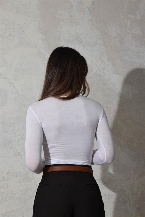 Beyaz Basic Transparan Bluz 