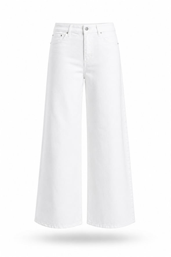 Beyaz Beli Lastikli Tensel Jean 