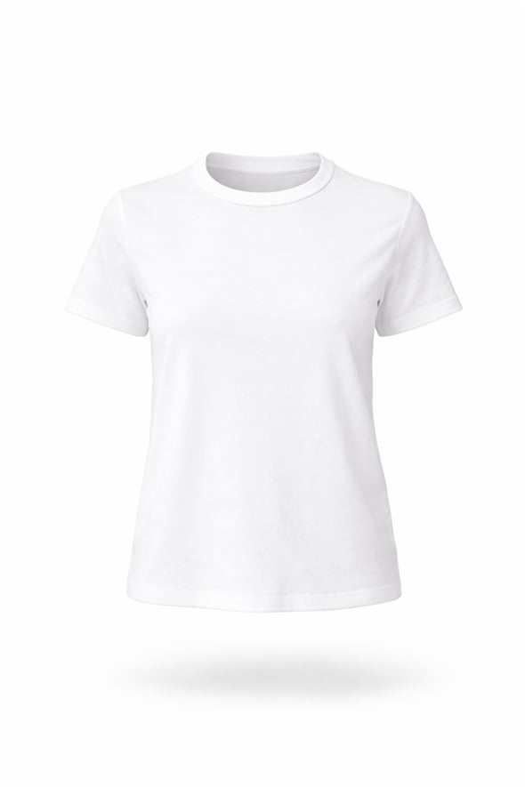 Beyaz Bisiklet Yaka Basic Tişört 17578