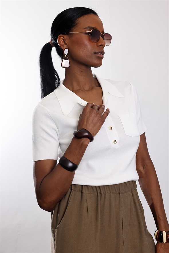 Beyaz Cepli Merserize Triko 140616