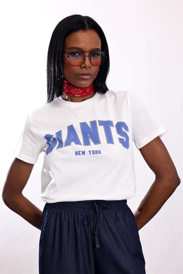 Beyaz Gıants Baskılı Tişört 