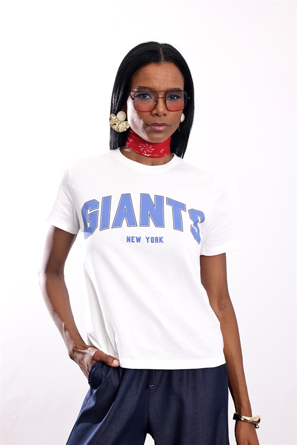 Beyaz Gıants Baskılı Tişört 