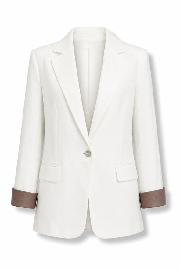 Beyaz Kapak Cepli Blazer Ceket 1495
