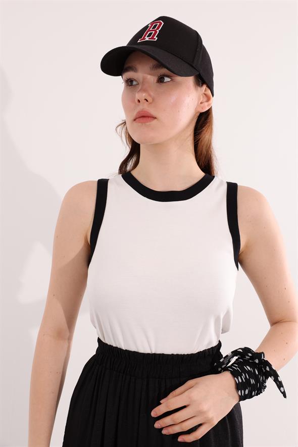 Beyaz Kontrast Atlet 