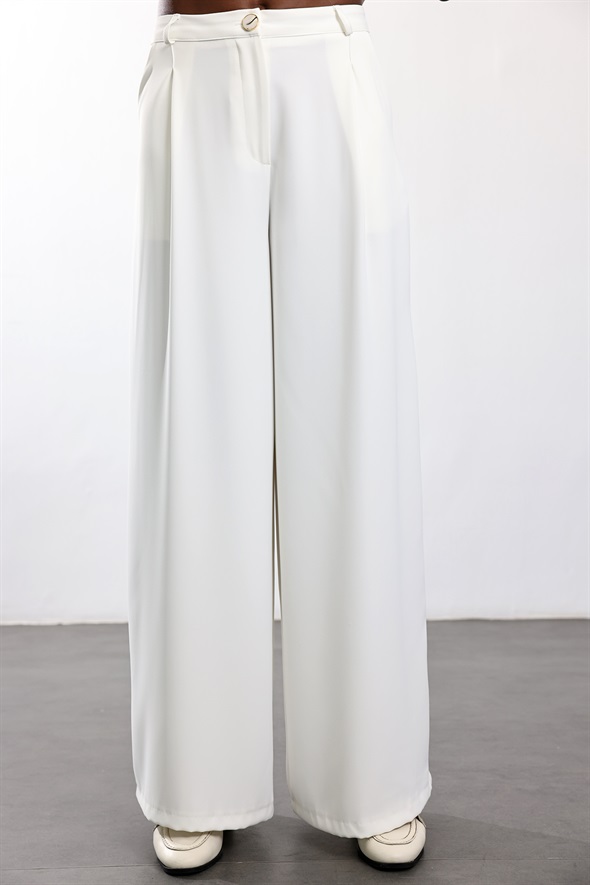 Beyaz Onyx Krep Pantolon 