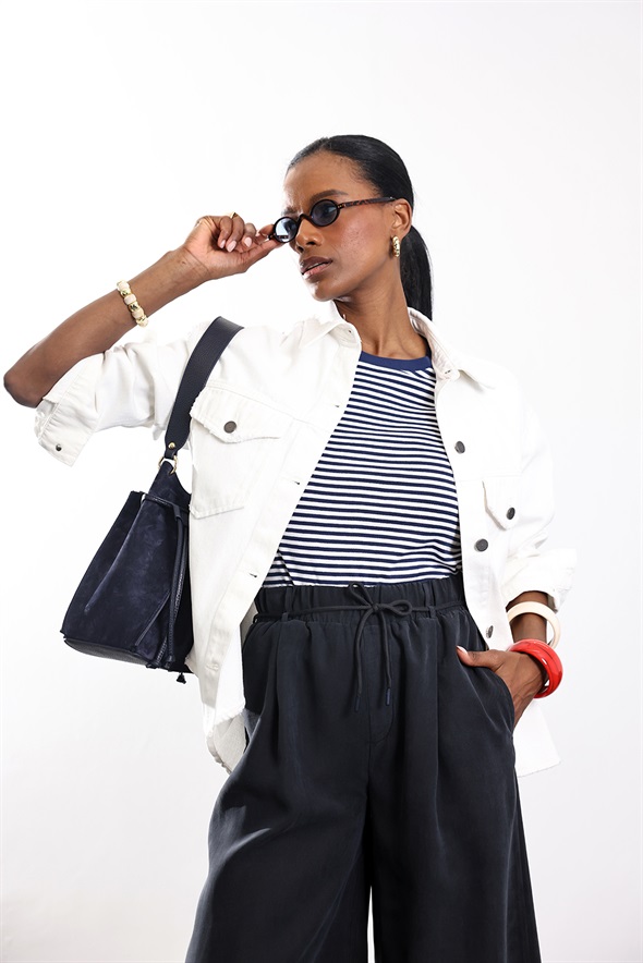 Beyaz Oversize Denim Ceket 