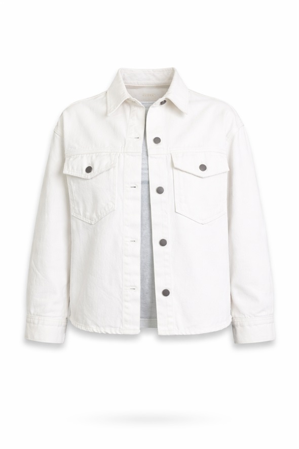 Beyaz Oversize Denim Ceket 