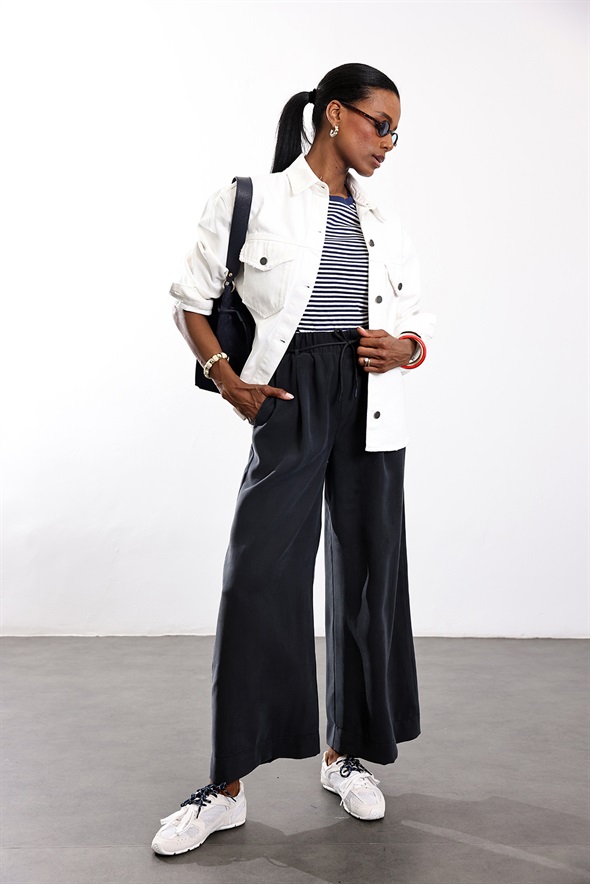 Beyaz Oversize Denim Ceket 