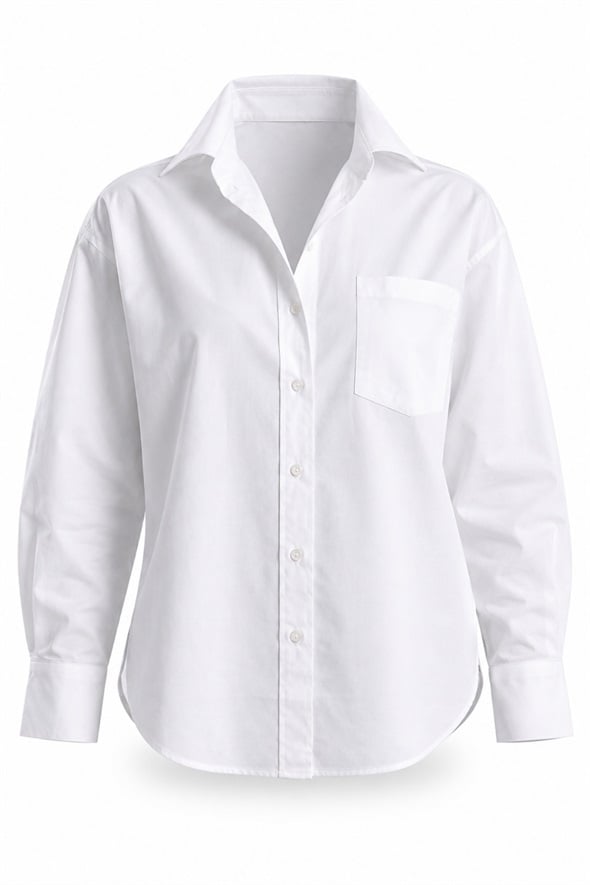 Beyaz Oversize Poplin Gömlek 4112