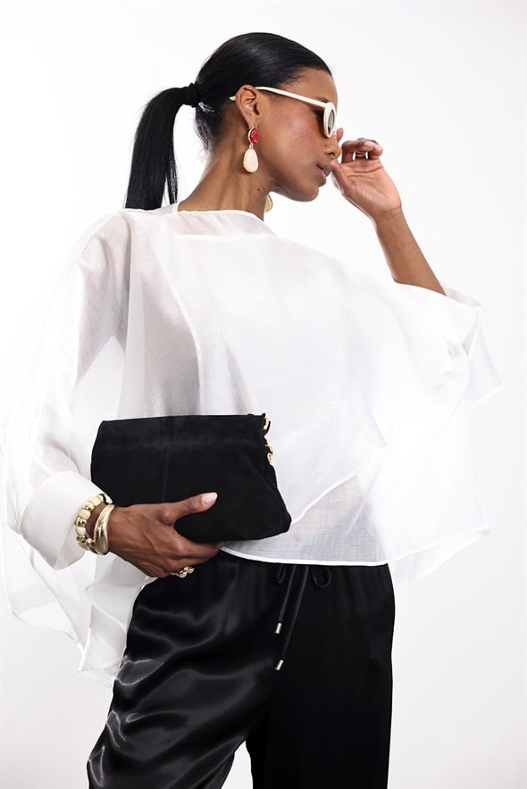 Beyaz Pelerin Bluz 5026