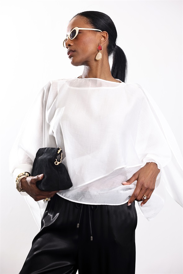 Beyaz Pelerin Bluz 5026