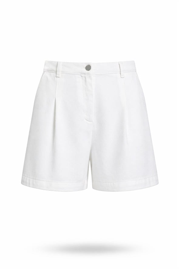 Beyaz Pile Detaylı Şort 010875