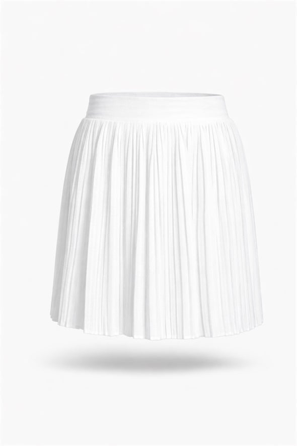 Beyaz Piliseli Mini Etek 27078