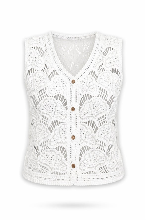 Beyaz Pullu Fisto Yelek 39646