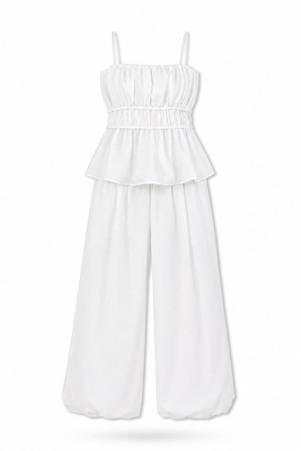 Beyaz Straplez Bluz Pantolon takım 581137