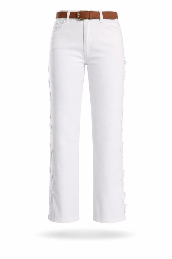Beyaz Yanları Yıldız Nakışlı Jean 0960