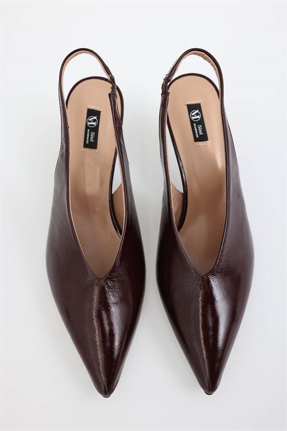 Bordo Arkası Açık Topuklu Ayakkabı 25088