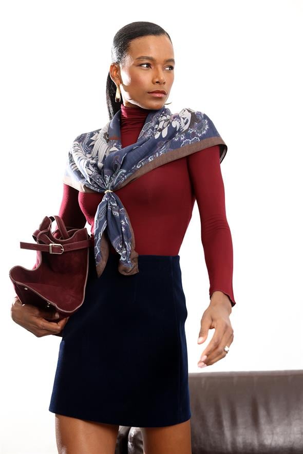 Bordo Boğazlı Transparan Bluz 25226