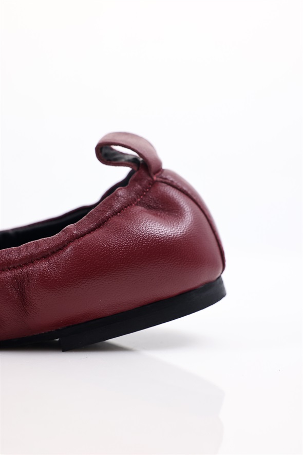 Bordo Esnek Deri Babet 25364