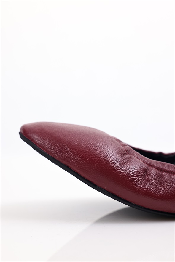 Bordo Esnek Deri Babet 25364
