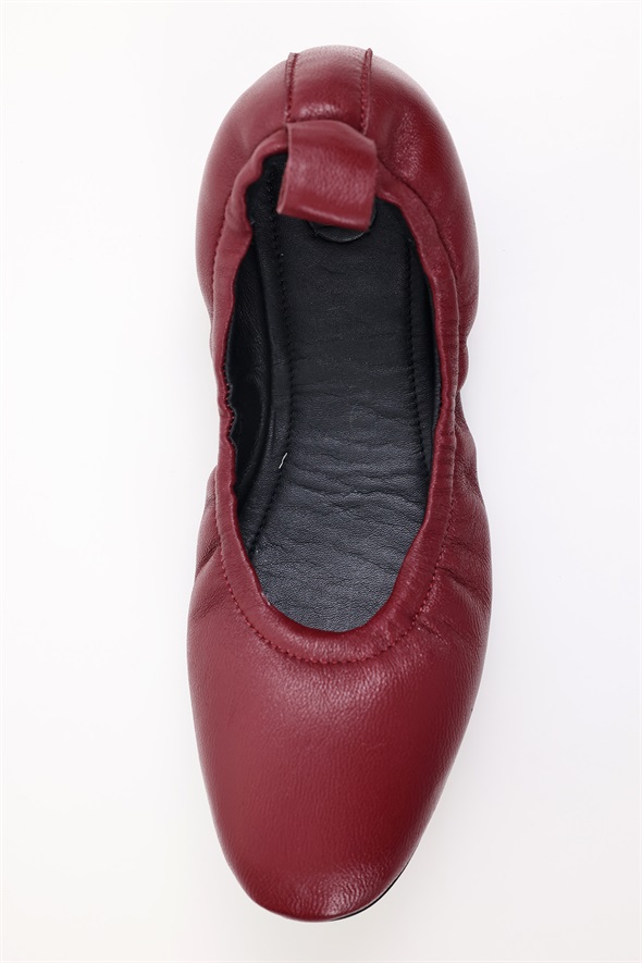 Bordo Esnek Deri Babet 25364