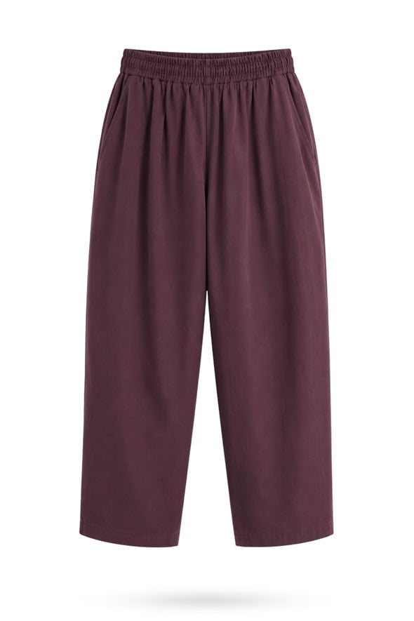 Bordo Kali Poplin Barrel Pantolon 