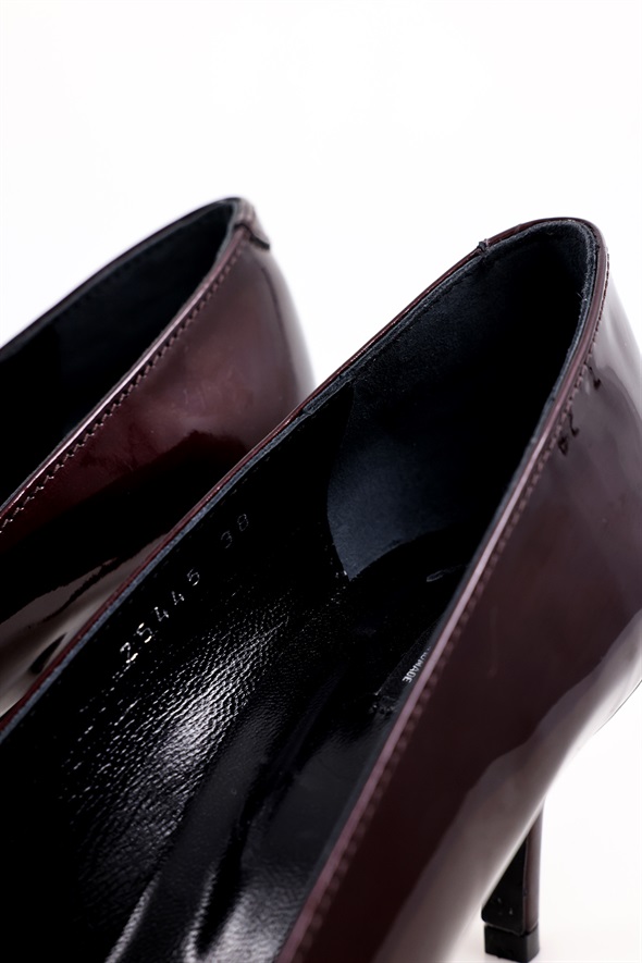 Bordo Rugan Deri Klasik Stiletto 25445