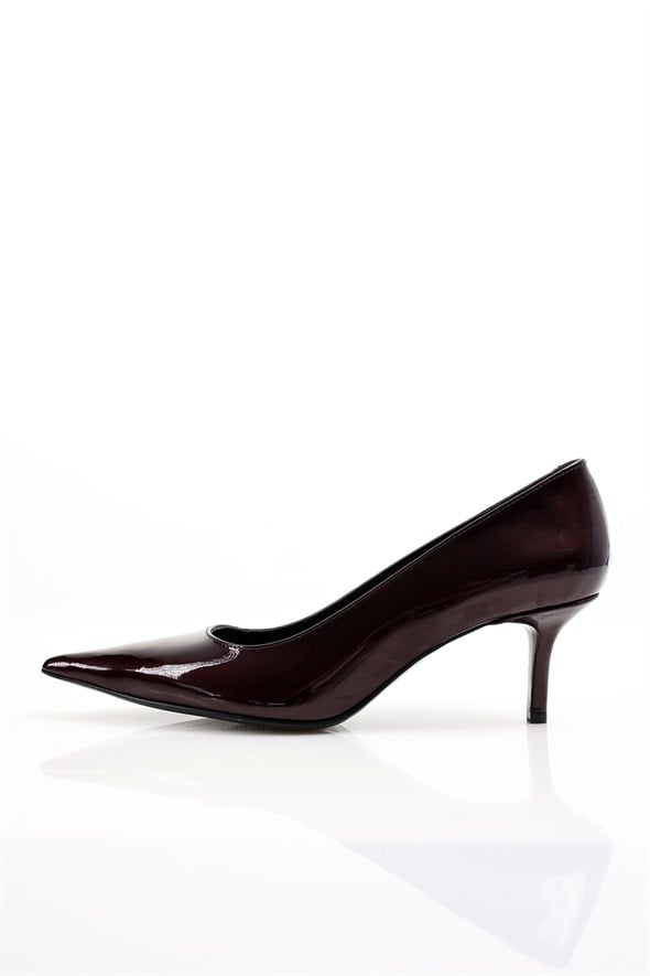 Bordo Rugan Deri Klasik Stiletto 25445