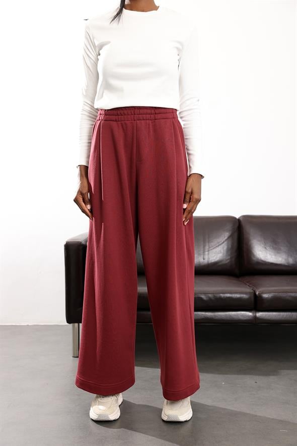 Bordo Yüksek Bel Tok Eşofman 0155