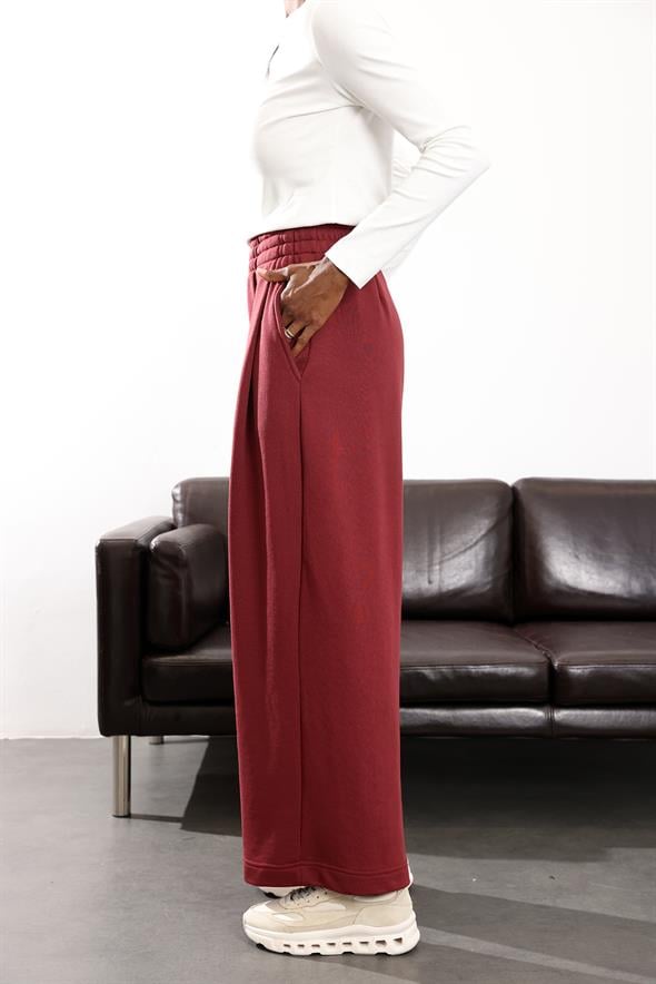 Bordo Yüksek Bel Tok Eşofman 0155