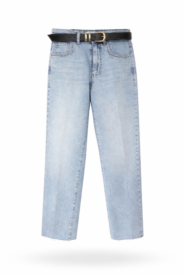 Buz Mavi Kemerli Boyfit Jean 102