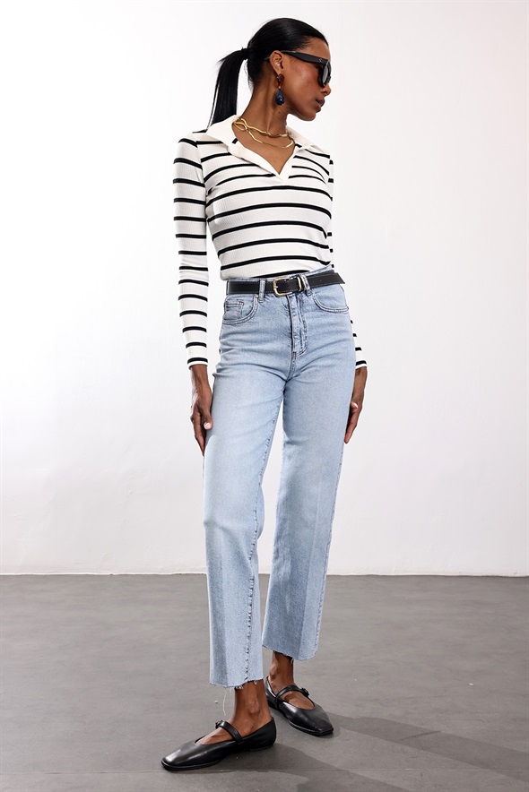 Buz Mavi Kemerli Boyfit Jean 102