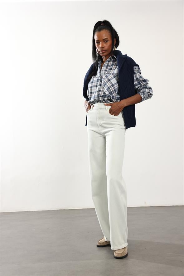 Buz Mavi Yüksek Bel Straight Jean 