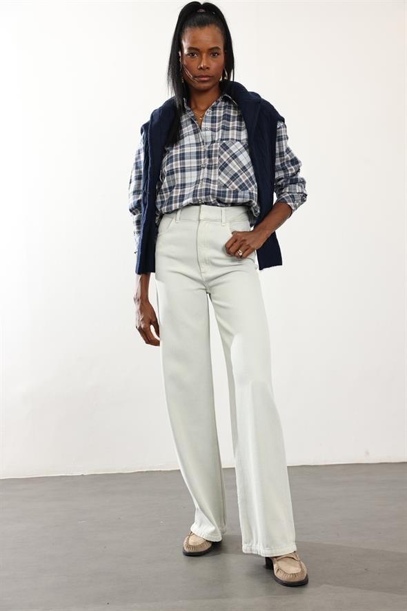 Buz Mavi Yüksek Bel Straight Jean 