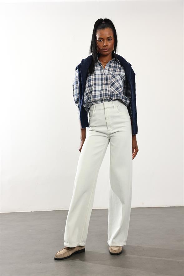 Buz Mavi Yüksek Bel Straight Jean 